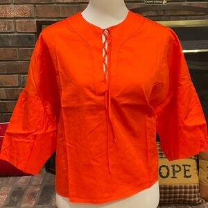 Harshman Joelle Women's Coral Lace-Up Top